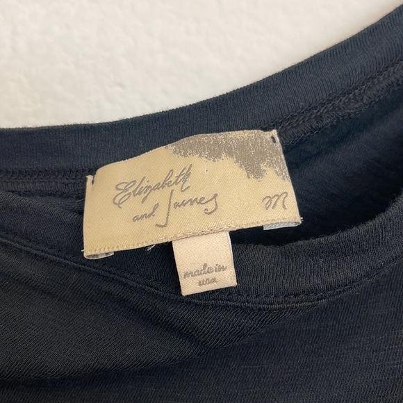 Elizabeth and James Black One shoulder fringed top medium - Picture 5 of 7